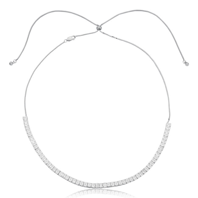 Conjunto Prata c/ Ródio Riviera Quadrado 