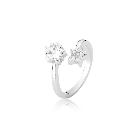 Anel Prata c/ Ródio Aberto Estrela Zircônia