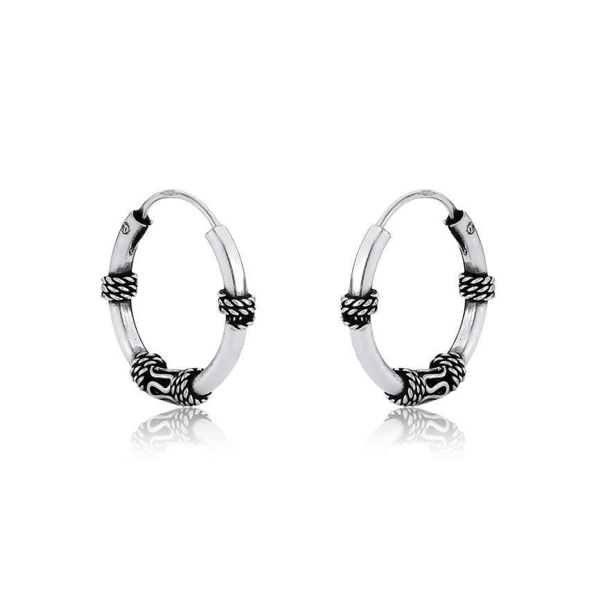 Argola Prata Bali Envelhecida 16mm