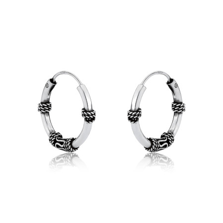 Argola Prata Bali Envelhecida 16mm