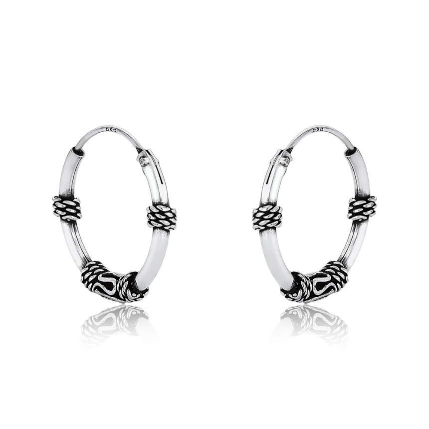 Argola Prata Bali Envelhecida 18mm