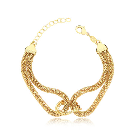 Pulseira Pipoquinha Dupla c/ Elos Folheada a Ouro 18k