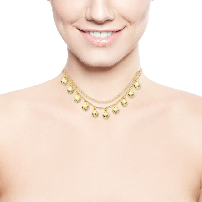 Choker Conchas Folheada a Ouro 18k