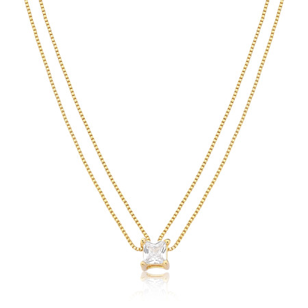 Choker Veneziana Dupla c/ Ponto Luz Folheada a Ouro 18k