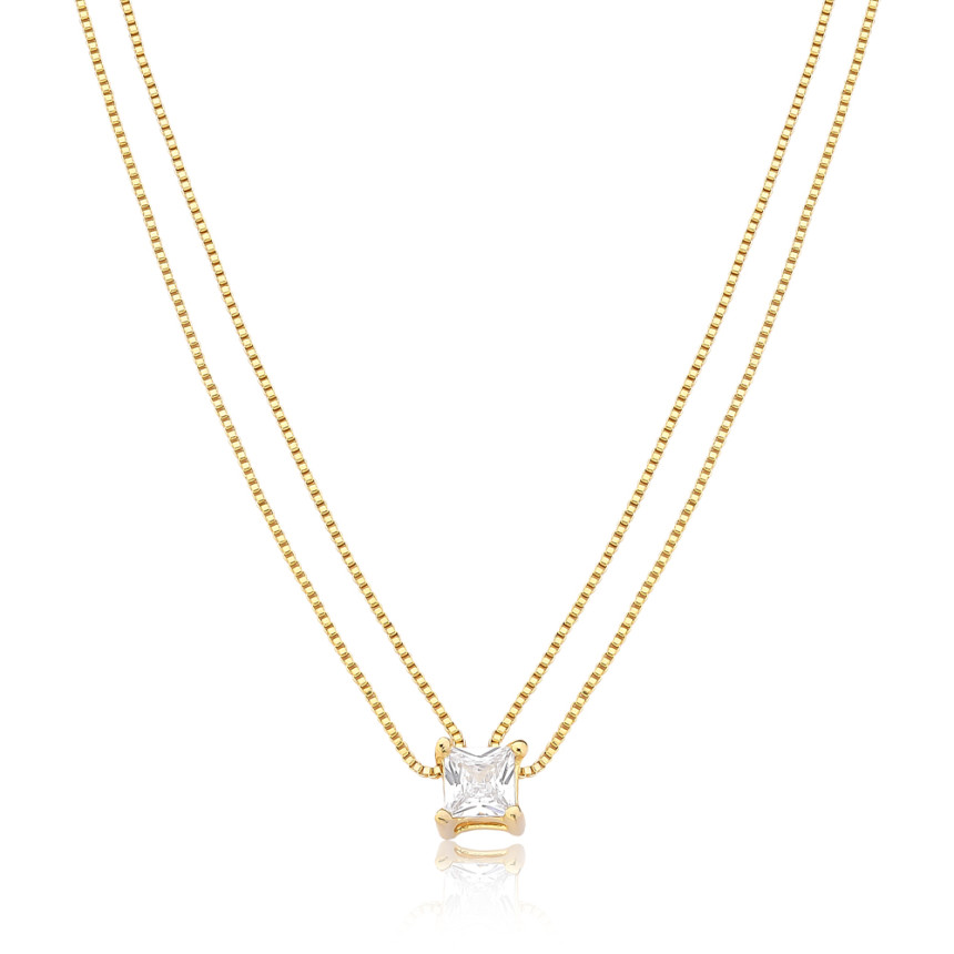 Choker Veneziana Dupla c/ Ponto Luz Folheada a Ouro 18k