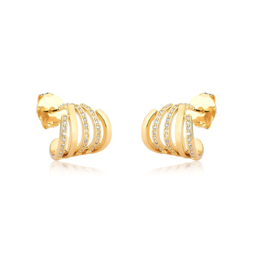Brinco Gancho Cinco Fios Folheado a Ouro 18k