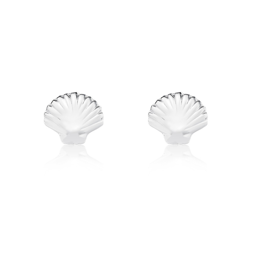Brinco Prata Leve Fixo Concha Lisa 11mm