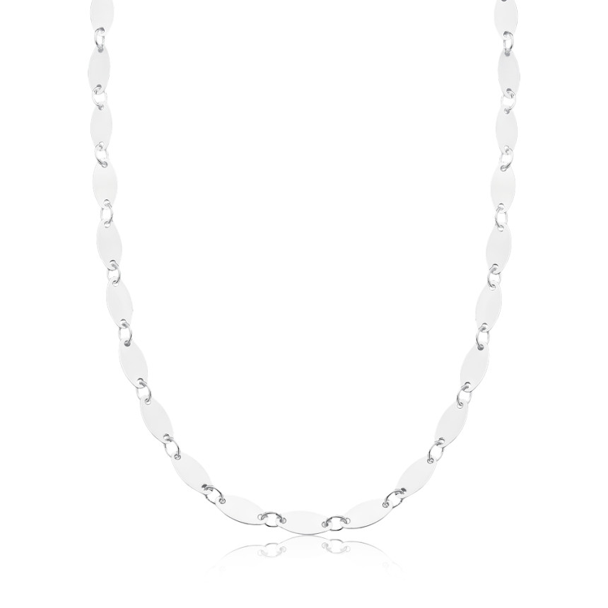 Choker Prata Leve Chapinhas Ovais Lisas