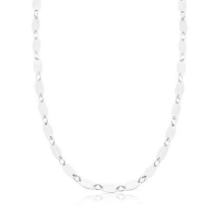 Choker Prata Leve Chapinhas Ovais Lisas