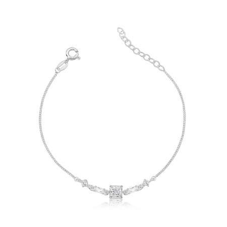 Pulseira Prata Grumezinha Zircônias Geométricas
