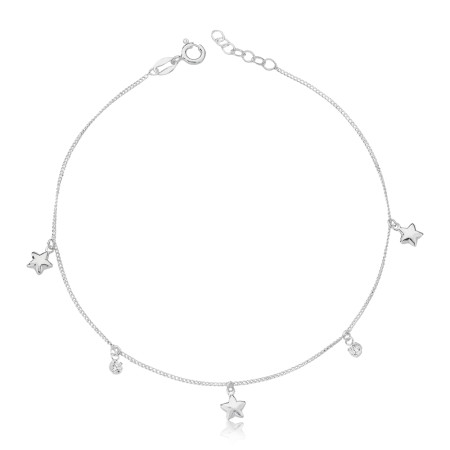 Tornozeleira Prata Gumezinha Estrelas