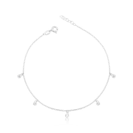 Tornozeleira Prata Cartierzinha c/ Ponto Luz