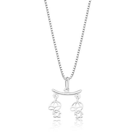 Gargantilha Prata Veneziana Canga c/ 2 Meninos Vazados