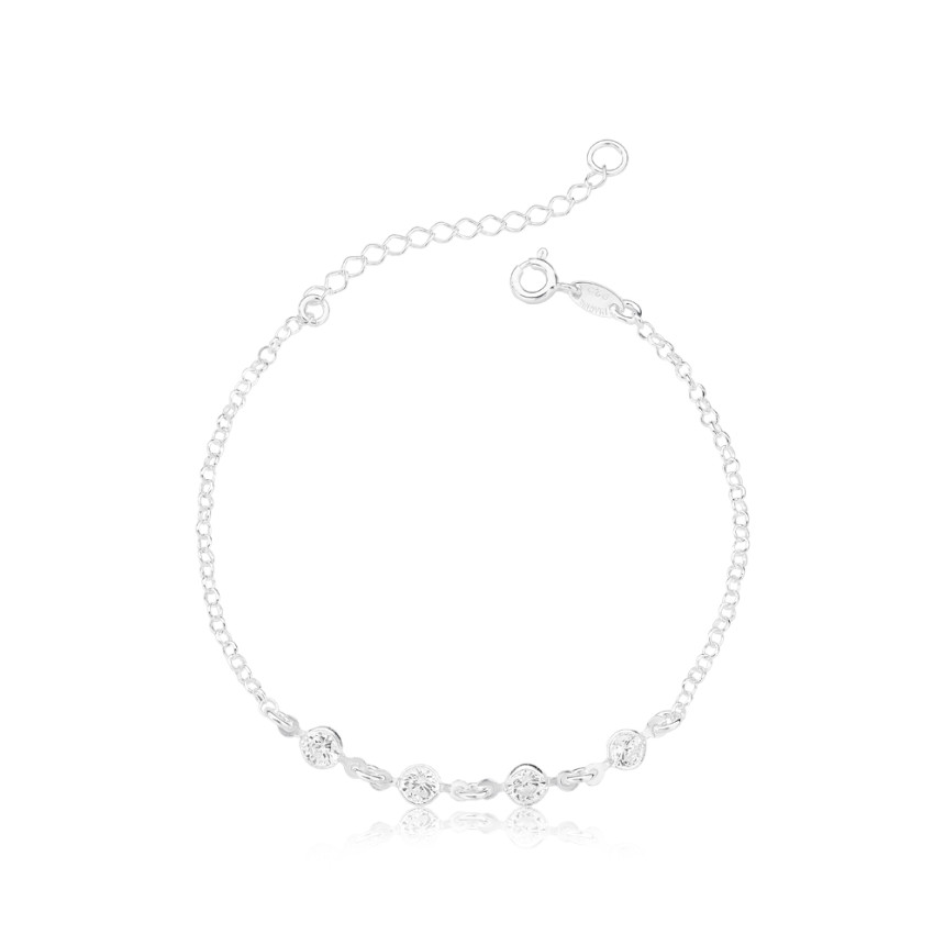 Pulseira Prata c/ 4 Pontos Luz Embutidos 