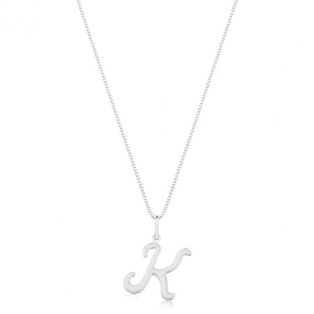 Gargantilha Prata Letra Frisada (K)