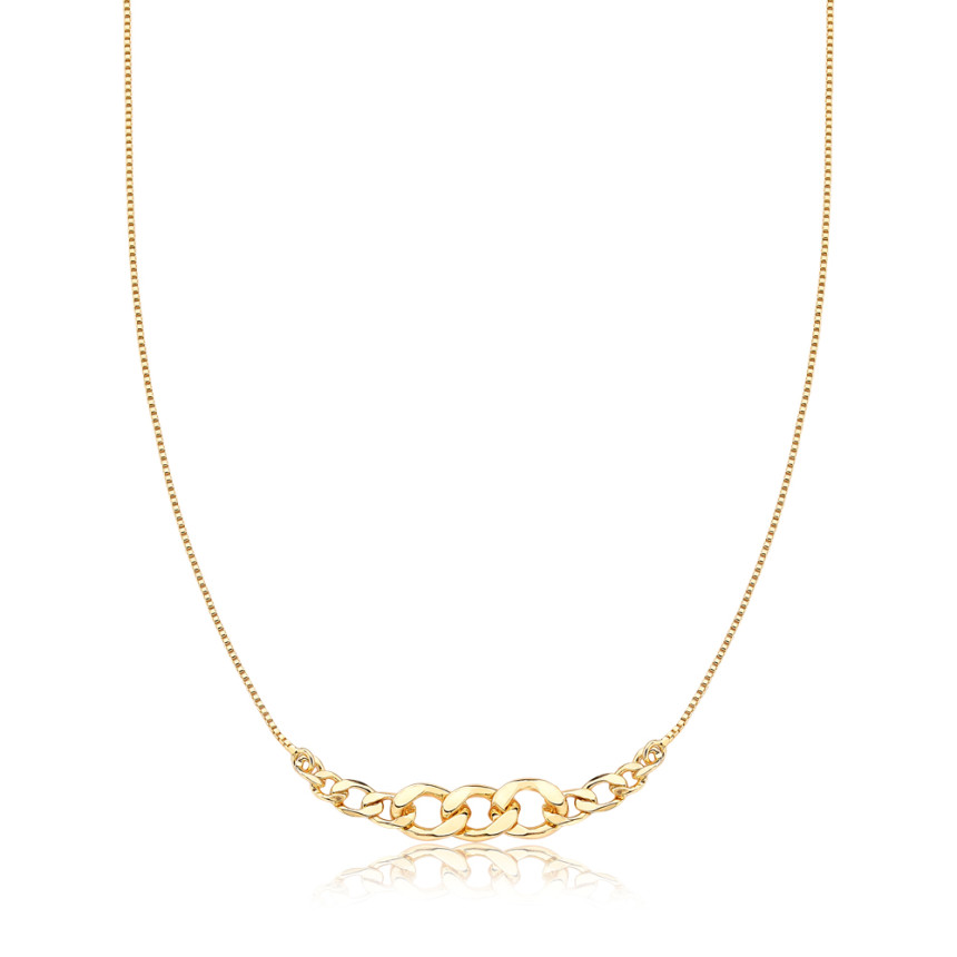Gargantilha Veneziana c/ Elos Grumet Folheada a Ouro 18k 