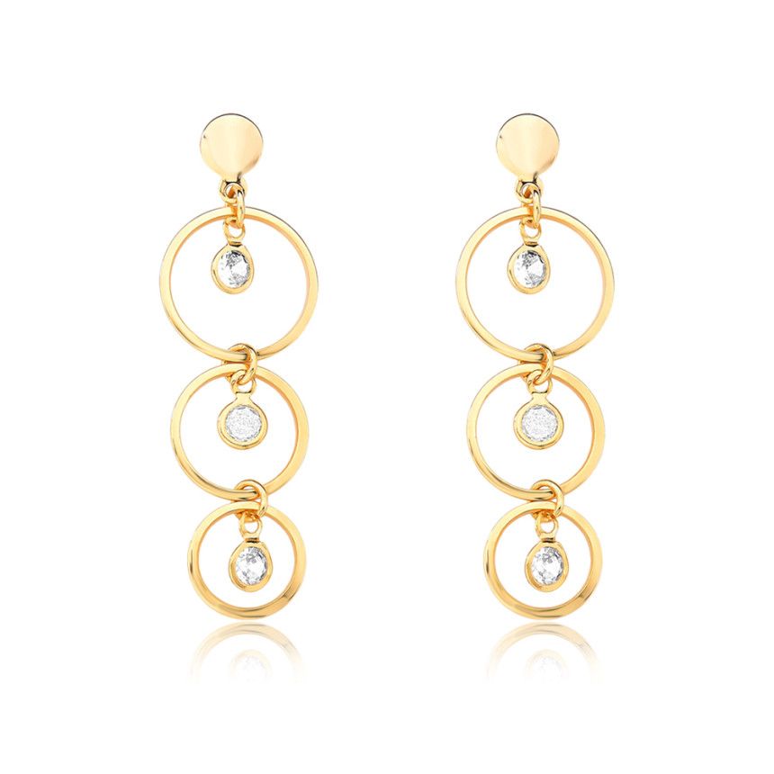 Brinco Elos c/ Ponto Luz Interno Folheado a Ouro 18k 