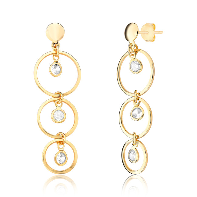 Brinco Elos c/ Ponto Luz Interno Folheado a Ouro 18k 