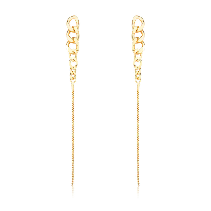Brinco Grumet c/ Fio Veneziana Folheado a Ouro 18k 