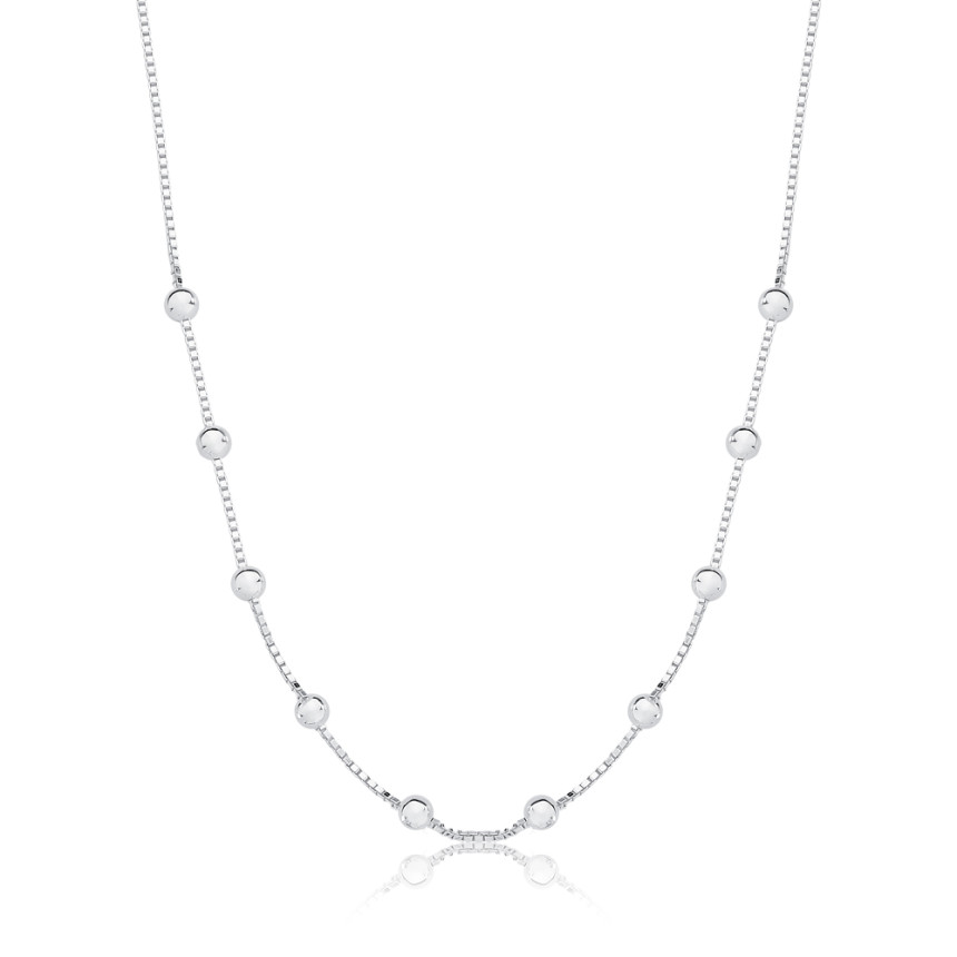 Corrente Prata Veneziana c/ Bolinhas 45cm