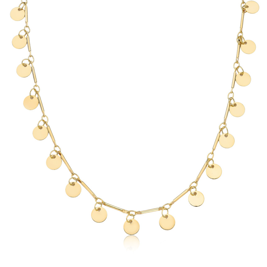 Choker Canutilhos c/ Círculos Lisos Folheada a Ouro 18k