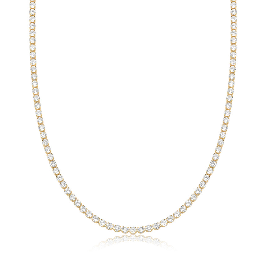 Choker Riviera Zircônia (2mm) 40cm + Extensor Folheada a Ouro 18k