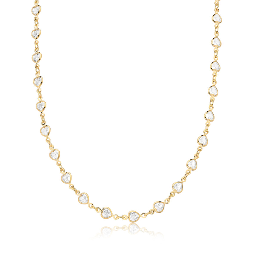 Choker c/ Corações de Zircônias Embutidas Folheado a Ouro 18k