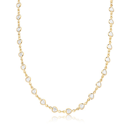 Choker c/ Corações de Zircônias Embutidas Folheado a Ouro 18k