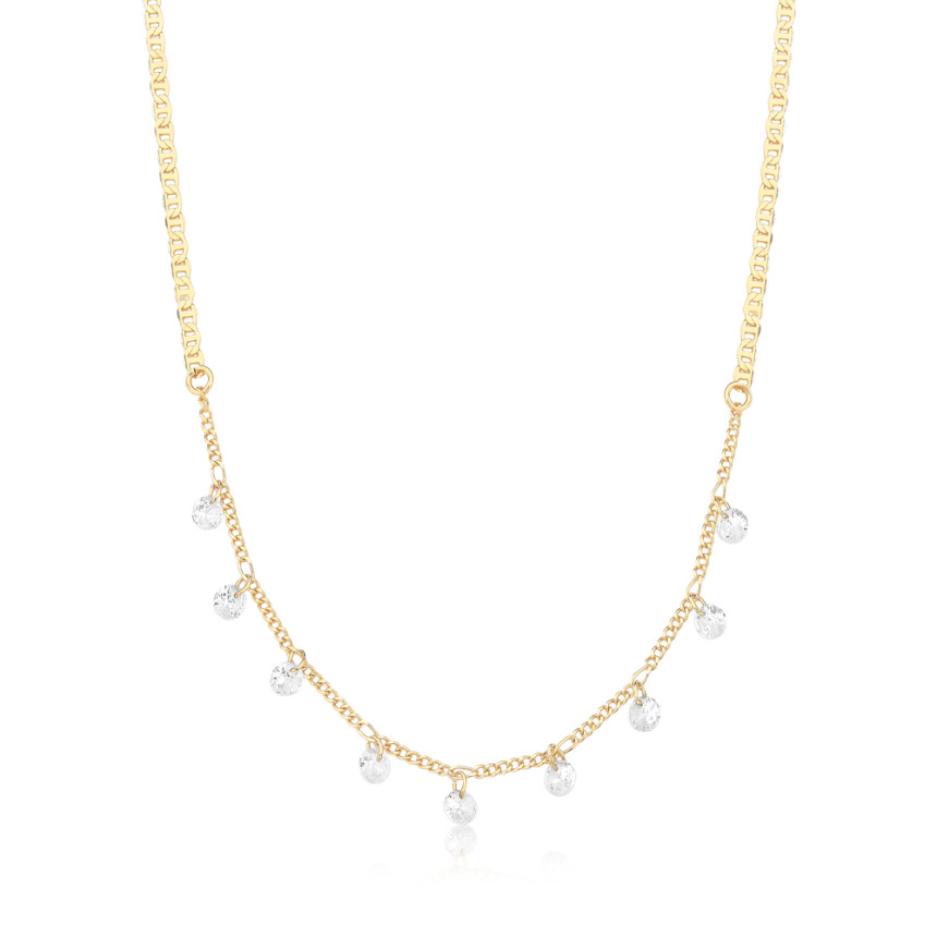 Gargantilha Gucci Grumet c/ Ponto Luz Folheada a Ouro 18k 