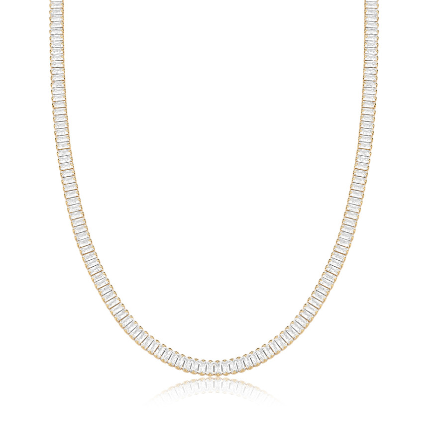 Choker Riviera Baguete (3mm) 38cm + Extensor Folheada a Ouro 18k
