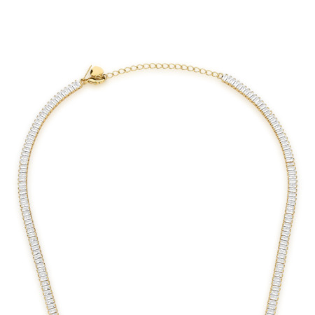 Choker Riviera Baguete (3mm) 38cm + Extensor Folheada a Ouro 18k