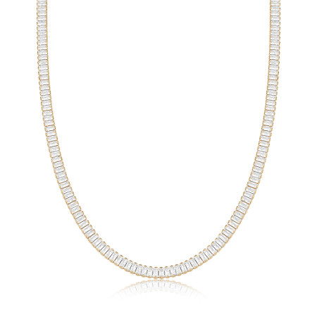 Choker Riviera Baguete (3mm) 38cm + Extensor Folheada a Ouro 18k