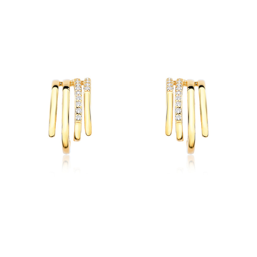 Brinco Gancho Quatro Fios Irregulares Folheado a Ouro 18k