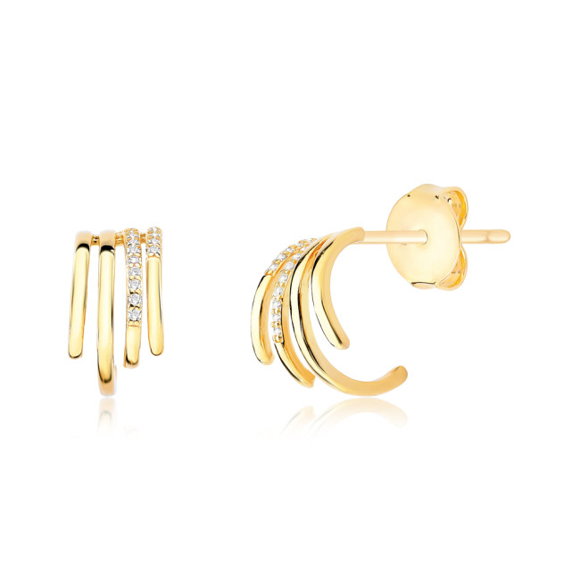 Brinco Gancho Quatro Fios Irregulares Folheado a Ouro 18k