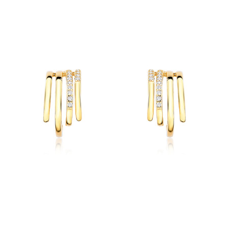 Brinco Gancho Quatro Fios Irregulares Folheado a Ouro 18k