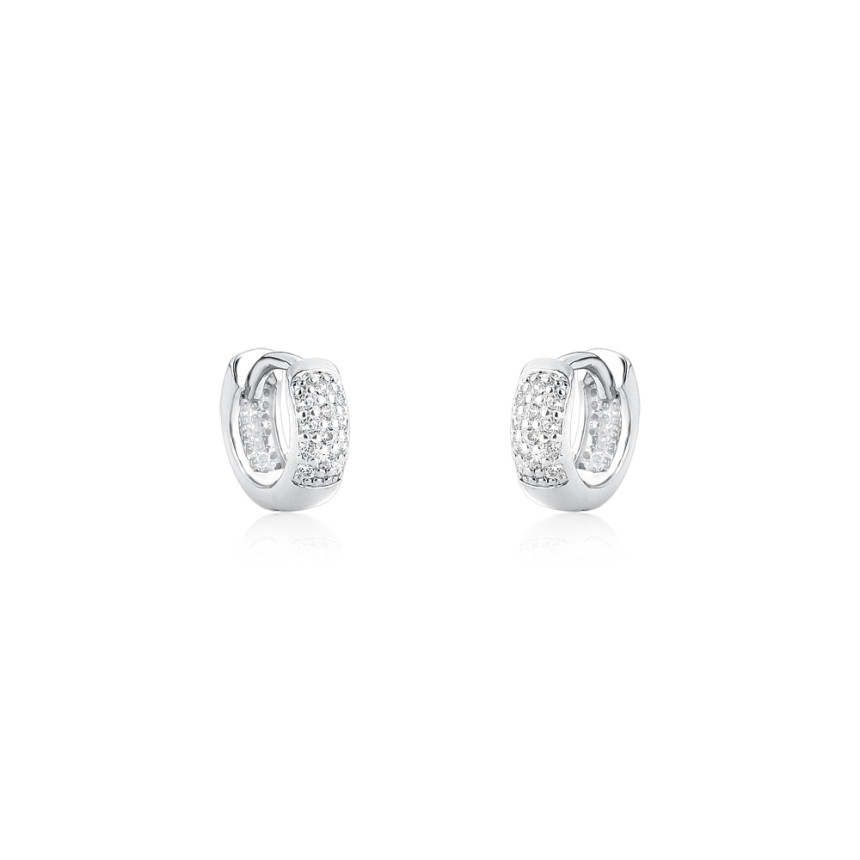 Argola Prata Leve Click 3 Fileiras Cravejadas (3x4) 7mm