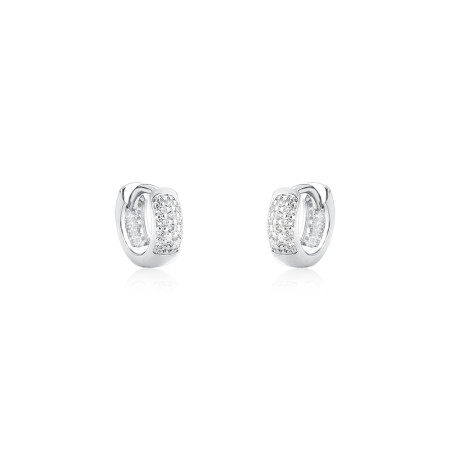 Argola Prata Leve Click 3 Fileiras Cravejadas (3x4) 7mm