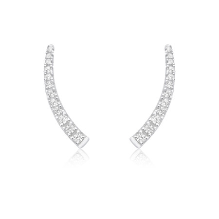 Brinco Prata Ear Cuff Palito Zircônias Crescentes 