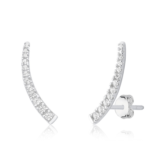 Brinco Prata Ear Cuff Palito Zircônias Crescentes 