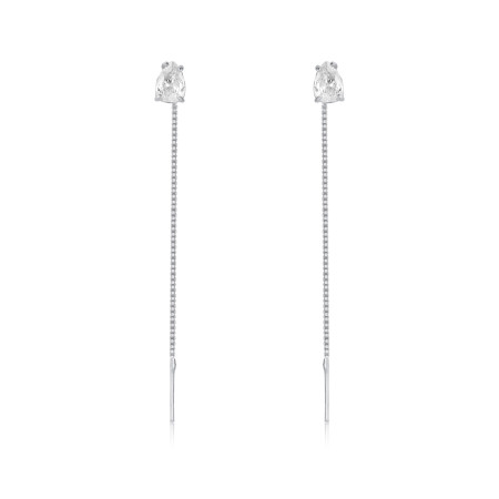 Brinco Prata Agulha c/ Zircônia Ponto Luz Gota  