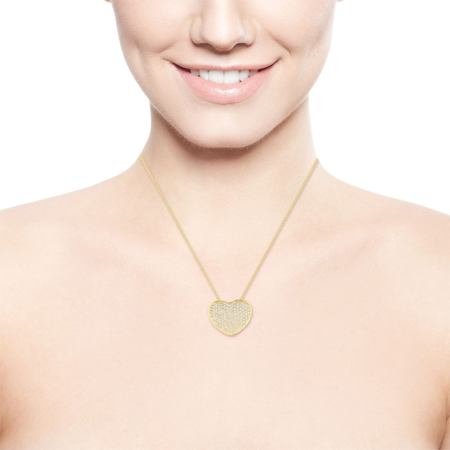 Conjunto Coração Cravejado Folheado a Ouro 18k  