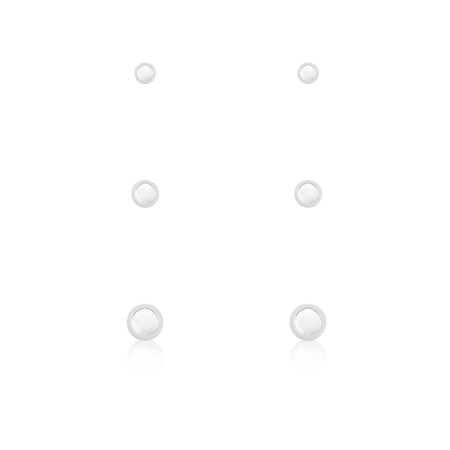 Kit Brincos Prata Fixos Bolinhas Lisas