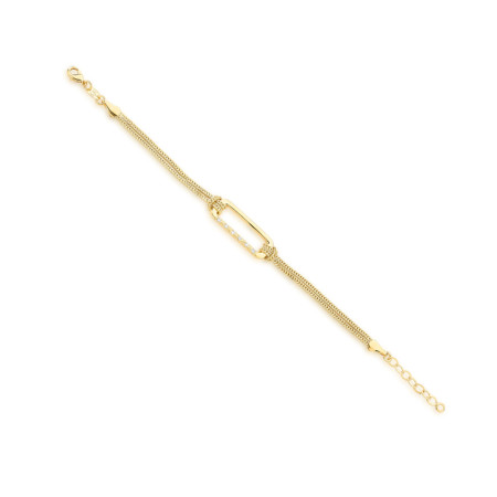 Pulseira Grumet Dupla c/ Retângulo  Folheada a Ouro 18k