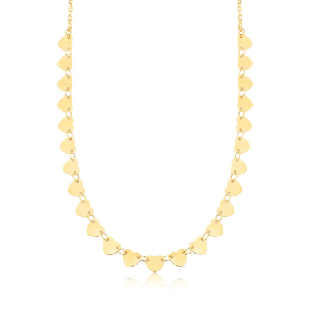 Choker Portuguesinha c/ Corações Lisos Folheada a Ouro 18k