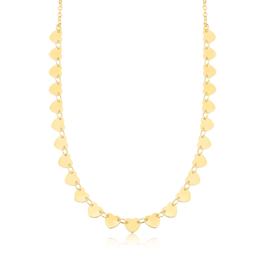 Choker Portuguesinha c/ Corações Lisos Folheada a Ouro 18k