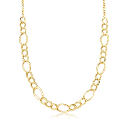 Choker Grumet c/ Elos Lisos e Trabalhados Folheado a Ouro 18k