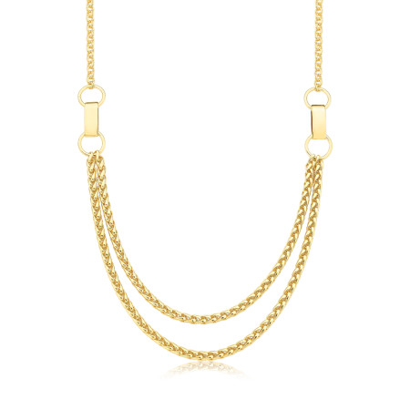 Gargantilha Portuguesa Dupla c/ Elos Folheada a Ouro 18k 