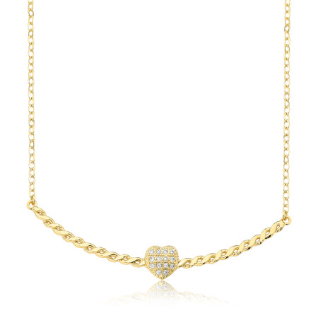 Gargantilha Cartierzinha c/ Arco e Coração Cravejado Folheada a Ouro 18k 