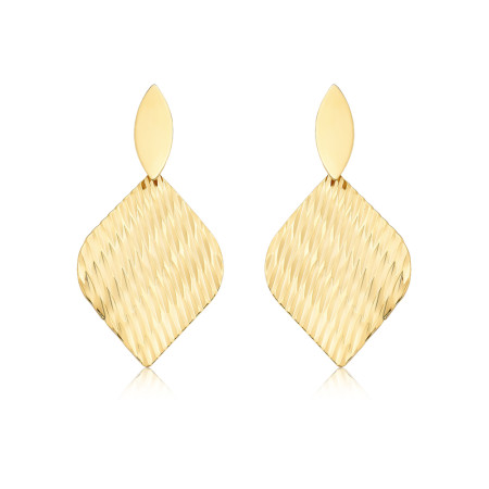 Brinco Losango Trabalhado Folheado a Ouro 18k