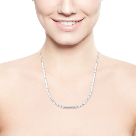 Gargantilha Prata Leve Elos c/ Canutilhos Lisos